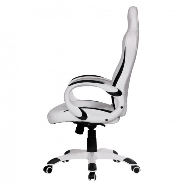 Office Boss Desk Ergonomic Chair With Armrests Executive Racer White Gaming 32152 Amstyle Buerostuhl Racer Weiss Gaming Chefs 1