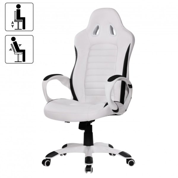 Office Boss Desk Ergonomic Chair With Armrests Executive Racer White Gaming 32152 Amstyle Buerostuhl Racer Weiss Gaming Chefs 6