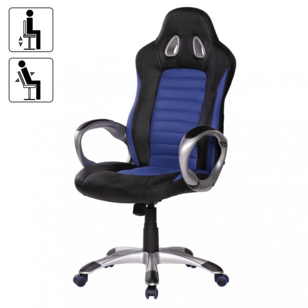 Office Boss Desk Ergonomic Chair With Armrests Executive Racer Blue 32154 Amstyle Buerostuhl Racer Blau Gaming Chefse 1
