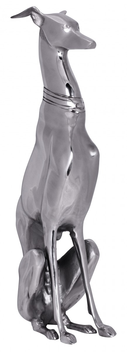 Decoration Design Dog Silvery Aluminum Greyhound Dog Statue Sculpture 32596 Wohnling Dekoration Windhund Aluminium Silbern W 1