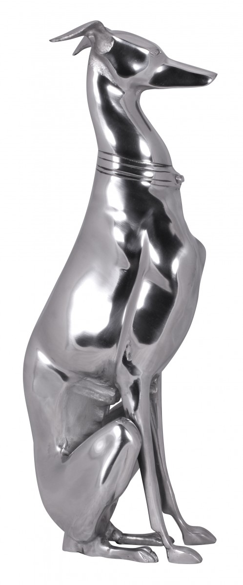 Скульптура Собаки Из Алюминия Ручной Работы 32596 Wohnling Dekoration Windhund Aluminium Silbern W 2