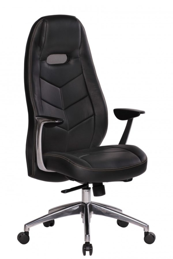 Real Leather Chair , Office Boss Desk Ergonomic Chair With Armrests Executive 32604 Amstyle Chefsessel Bari Echtleder Schwarz Spm1 218