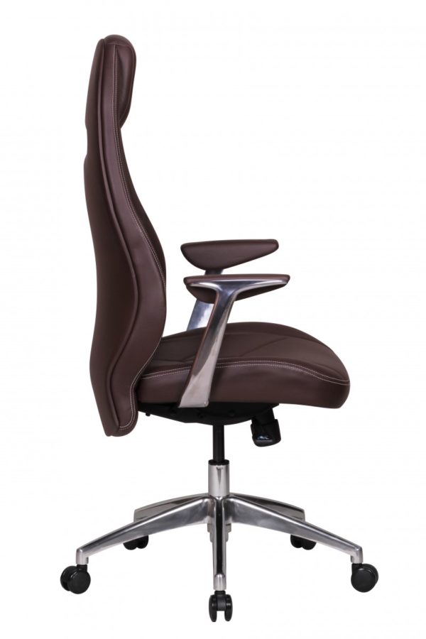 Office Ergonomic Chair Bari Genuine Leather Brown With Armrests Executive 33436 Amstyle Chefsessel Bari Echtleder Mit 5 Punkt Sy 2