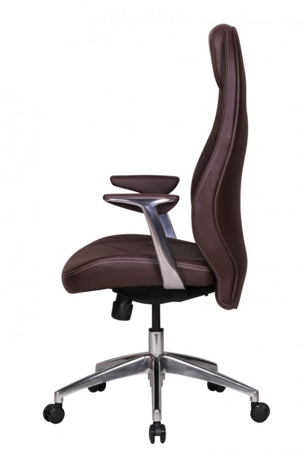 Office Ergonomic Chair Bari Genuine Leather Brown With Armrests Executive 33436 Amstyle Chefsessel Bari Echtleder Mit 5 Punkt Sy 5