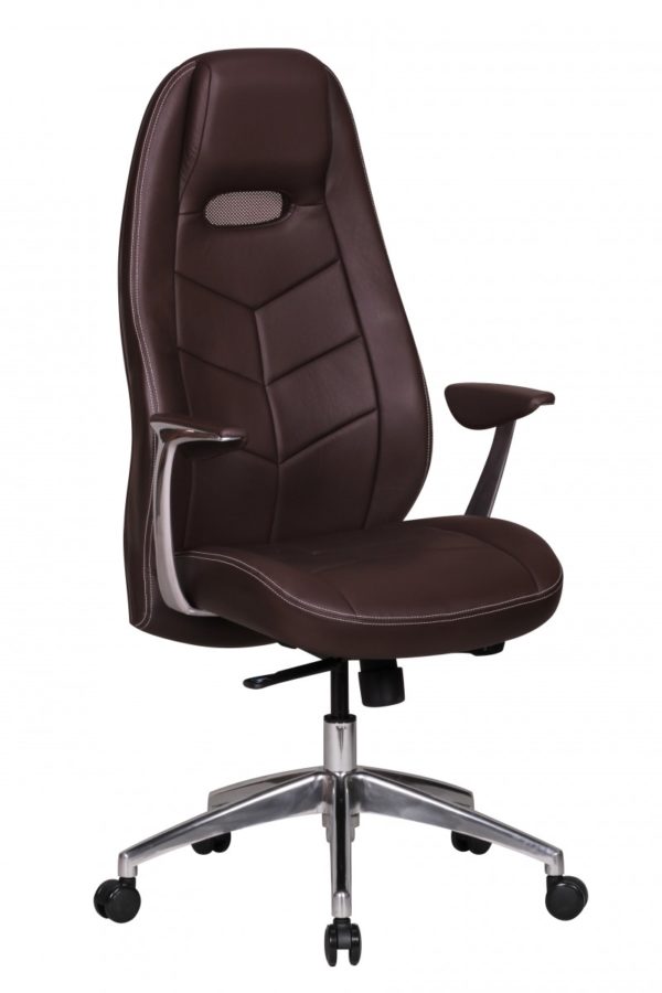 Office Ergonomic Chair Bari Genuine Leather Brown With Armrests Executive 33436 Amstyle Chefsessel Bari Echtleder Mit 5 Punkt Sync