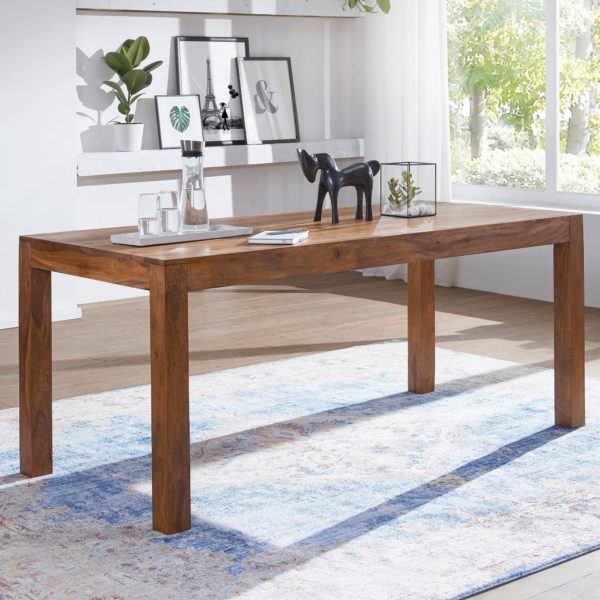 Dining Table Solid Wood Sheesham 140Cm Dining Table Wooden Table Design Kitchen Table Country Style Dark-Brown 34330 Wohnling Design Esstisch Mumbai Holz Massiv 1
