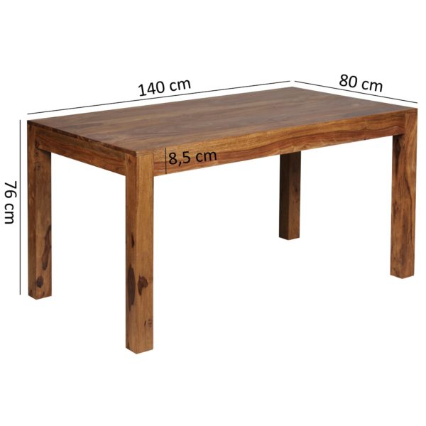 Dining Table Solid Wood Sheesham 140Cm Dining Table Wooden Table Design Kitchen Table Country Style Dark-Brown 34330 Wohnling Design Esstisch Mumbai Holz Massiv 2
