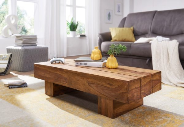 Coffee Table Solid Wood Sheesham 120Cm Wide Design Living Room Table Dark-Brown Country Style Table 34335 Wohnling Couchtisch Sira Massiv Holz Sheesh 7