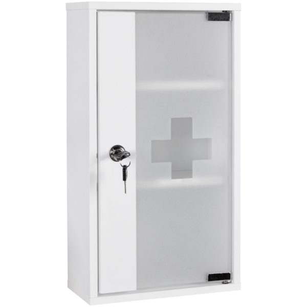 Medicine Cabinet Ella Wood White 26 X 48 X 12 Cm Lockable With 3 Compartments 36000 Wohnling Medizinschrank Ella Abschliessbar 7