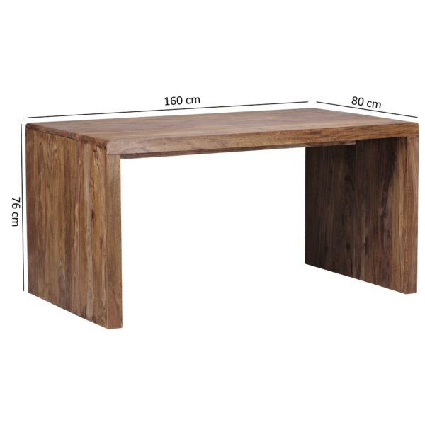 Desk Boha Solid Wood Sheesham Computer Table 160 Cm Wide Real Wood Design Filing Office Table Country Style 36261 Wohnling Schreibtisch Boha Massiv Holz Shee 4