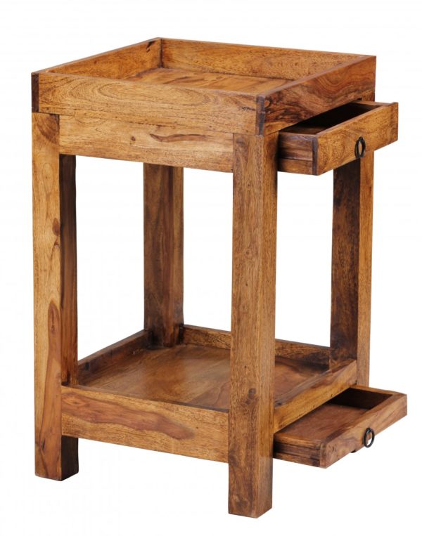 Журнальный Стол Solid-Wood Деревянный С 2 Ящиками 36263 Wohnling Telefontisch Stone Finish 40 X 40 X 65 2