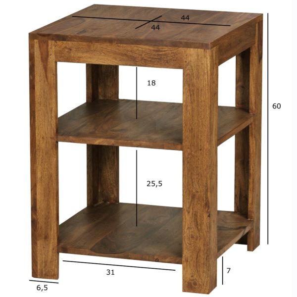 Standing Shelving Solid Wood Sheesham 60Cm Living Room Shelf With 2 Storage Design Country Style Table 36268 Wohnling Standregal Mumbai Massiv Holz Shee 4