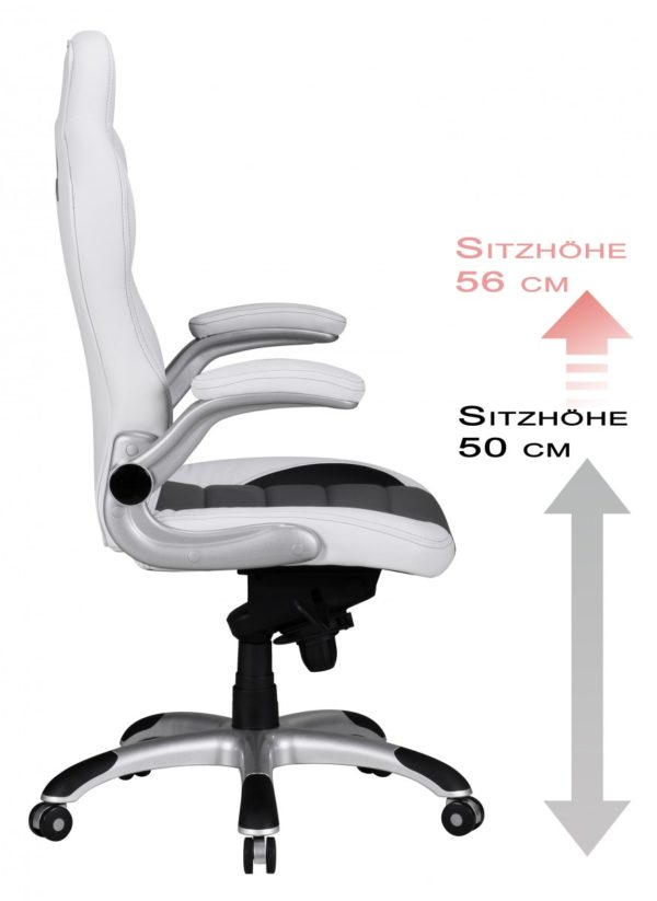 Office Ergonomic Chair Racing 36303 Chefsessel Amstyle Racing Leder Optik Weiss Gra 14
