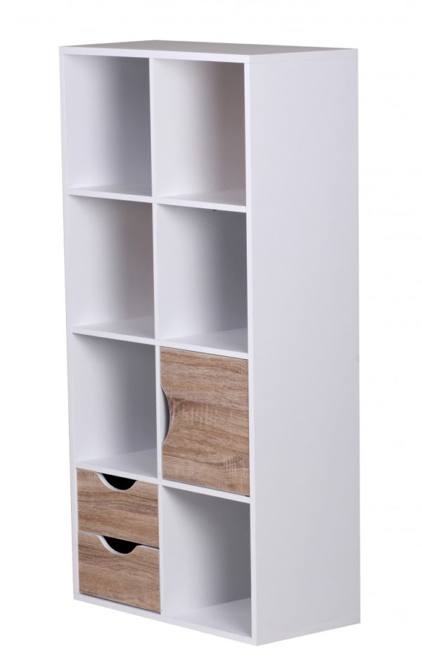 Bookcase With Drawers And Door White Sonoma Oak 37349 Wohnling Buecherregal Mit Schubladen Und Tu 1