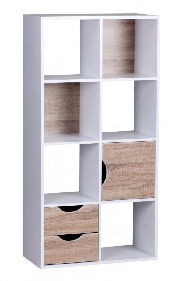 Bookcase With Drawers And Door White Sonoma Oak 37349 Wohnling Buecherregal Mit Schubladen Und Tu 3