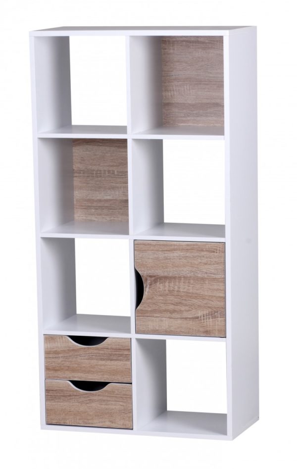Bookcase With Drawers And Door White Sonoma Oak 37349 Wohnling Buecherregal Mit Schubladen Und Tu 5