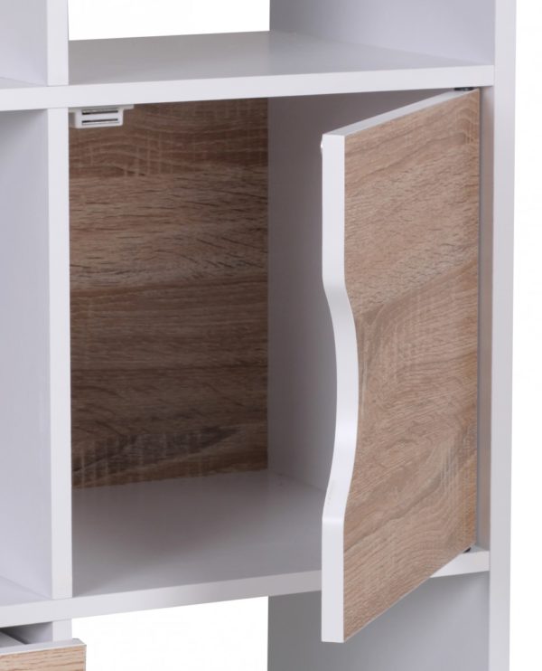 Bookcase With Drawers And Door White Sonoma Oak 37349 Wohnling Buecherregal Mit Schubladen Und Tu 6