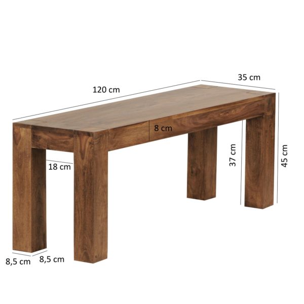 Seating Bench Solid Wood Sheesham 120 X 45 X 35 Cm Wooden Bench Natural Product Kitchen Bench In Country Style 38370 Wohnling Esszimmer Sitzbank Mumbai Massiv H 3