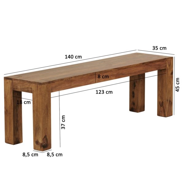 Seating Bench Solid Wood Sheesham 140 X 45 X 35 Cm Wooden Bench Natural Product Kitchen Bench In Country Style 38371 Wohnling Esszimmer Sitzbank Mumbai Massiv H 2