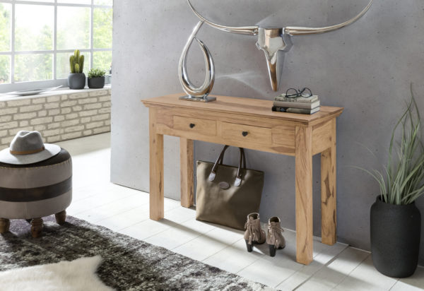 Console Table Solid Wood Acacia Console With 2 Drawers Desk 110 X 40 Cm Country Style Sideboard 38373 Wohnling Konsolentisch Mumbai Massivholz Ak 1
