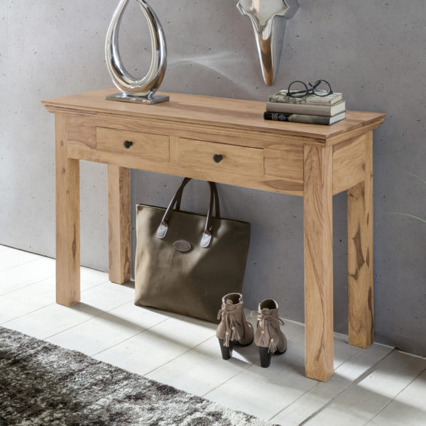 Console Table Solid Wood Acacia Console With 2 Drawers Desk 110 X 40 Cm Country Style Sideboard 38373 Wohnling Konsolentisch Mumbai Massivholz Akaz