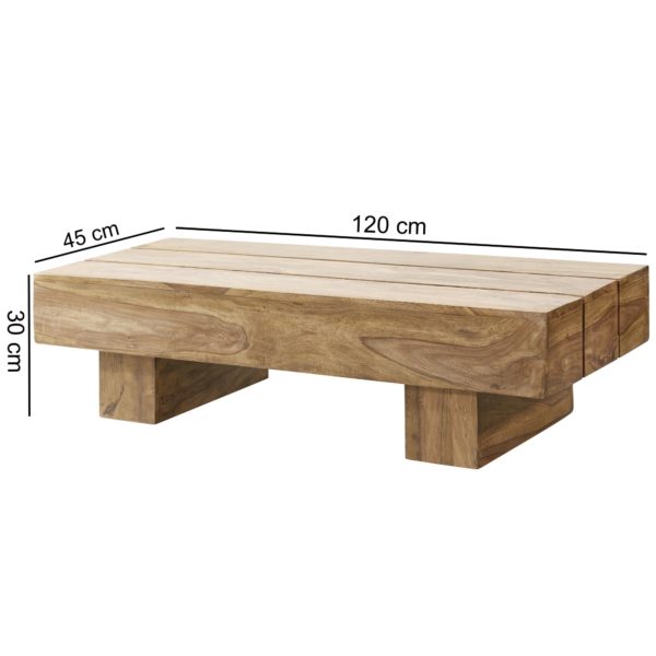 Coffee Table Solid Wood Acacia 120Cm Wide Design Living Room Table Dark-Brown Country Style Table 38375 Wohnling Couchtisch Sira Massiv Holz Akazie 8