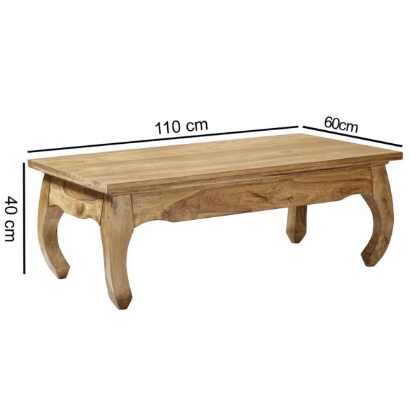 Coffee Table Solid Wood Acacia 110 Cm Wide Dining Room Table Design Nature-Product Cottage Style Side Table 38384 Wohnling Couchtisch Opium Massiv Holz Akazi 2