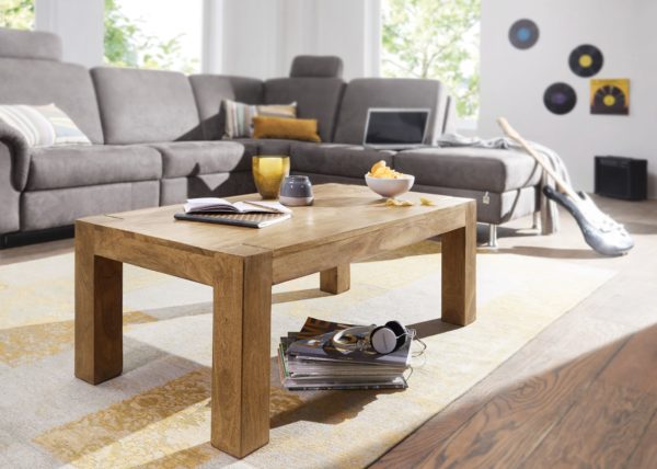 Coffee Table Solid Wood Acacia 110 Cm Wide Dining Room Table Design Nature-Product Cottage Style Side Table 38385 Wohnling Couchtisch Mumbai Massiv Holz Akaz 1
