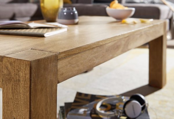 Coffee Table Solid Wood Acacia 110 Cm Wide Dining Room Table Design Nature-Product Cottage Style Side Table 38385 Wohnling Couchtisch Mumbai Massiv Holz Akaz 4