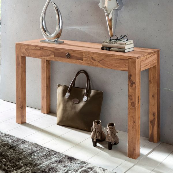 Console Table Solid Wood Acacia Console With 1 Drawer Desk 120 X 40 Cm Country Style Sideboard 38392 Wohnling Konsolentisch Mumbai Massivholz Akaz