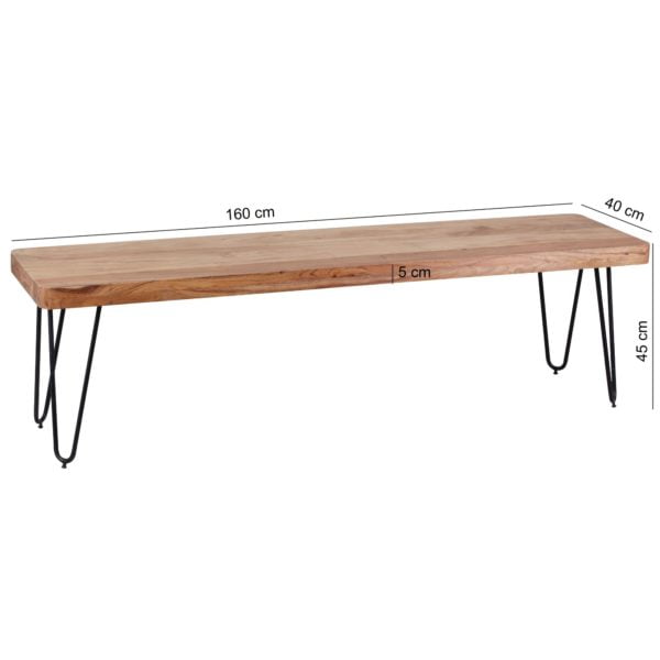 Seating Bench Solid Wood Acacia 160 X 45 X 40 Cm Wooden Bench Natural Product Kitchen Bench In Country Style 38505 Wohnling Esszimmer Sitzbank Bagli Massiv Ho 2