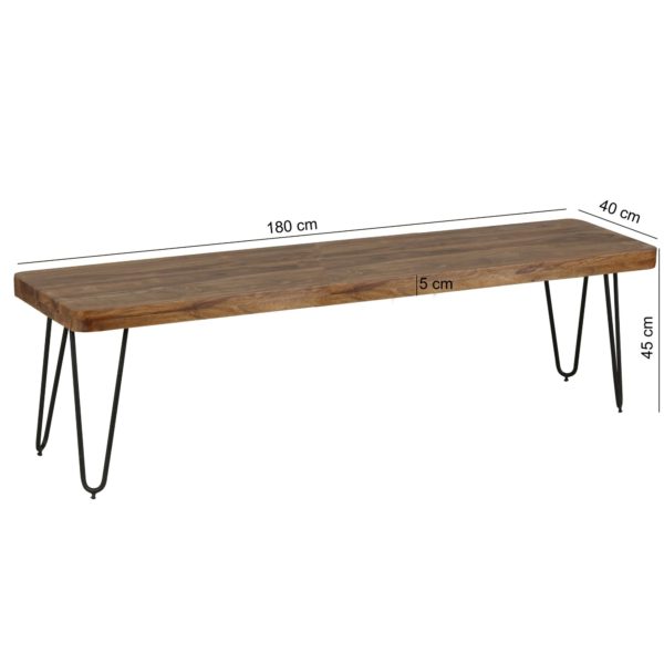 Seating Bench Solid Wood Sheesham 180 X 45 X 40 Cm Wooden Bench Natural Product Kitchen Bench In Country Style 38506 Wohnling Esszimmer Bagli Sitzbank Massiv Ho 2