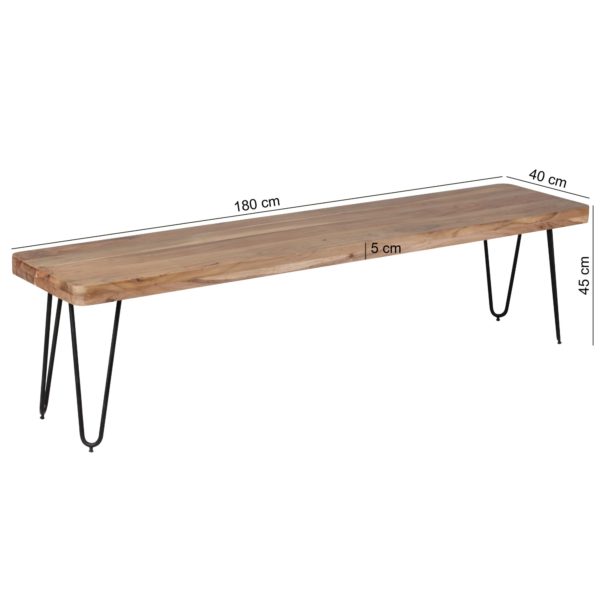 Seating Bench Solid Wood Acacia 180 X 45 X 40 Cm Wooden Bench Natural Product Kitchen Bench In Country Style 38507 Wohnling Esszimmer Sitzbank Bagli Massiv Ho 2