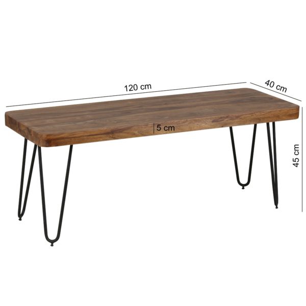 Seating Bench Solid Wood Sheesham 120 X 45 X 40 Cm Wooden Bench Natural Product Kitchen Bench In Country Style 38508 Wohnling Esszimmer Sitzbank Bagli Massiv Ho 2