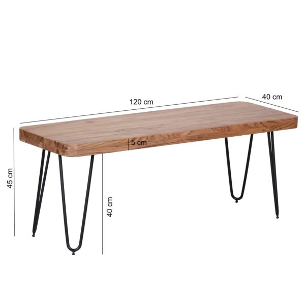 Seating Bench Solid Wood Acacia 120 X 45 X 40 Cm Wooden Bench Natural Product Kitchen Bench In Country Style 38509 Wohnling Esszimmer Sitzbank Bagli Massiv Ho 2