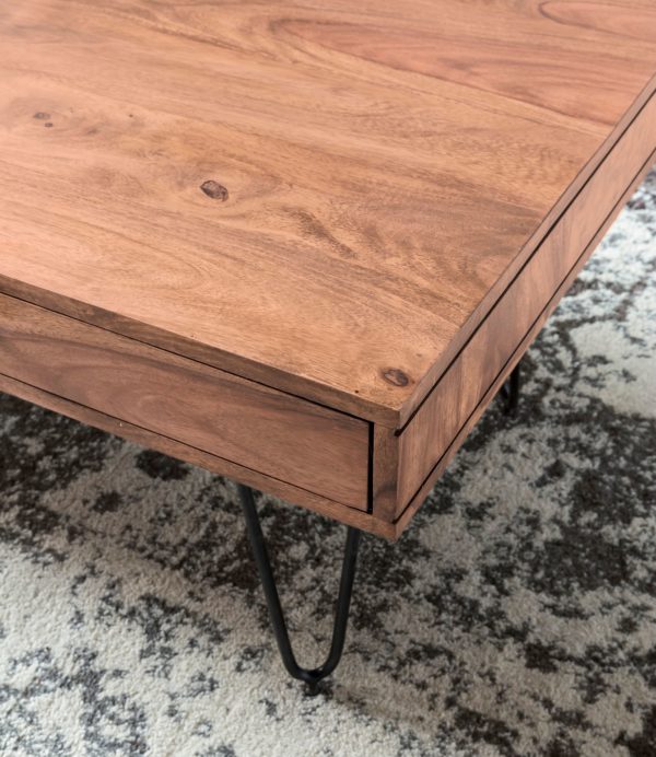 Coffee Table Bagli Solid Wood Acacia 117 Cm Wide Living Room Table Design Metal Legs Country Style Side Table 38516 Wohnling Couchtisch Bagli Massiv Holz Akazi 4