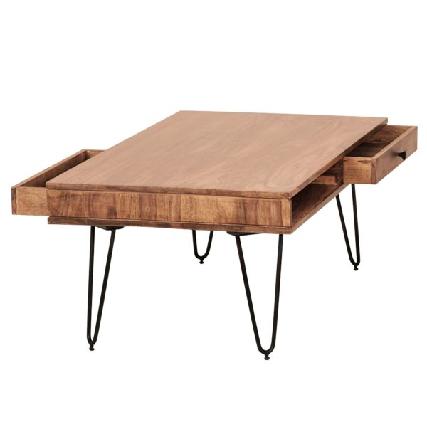Coffee Table Bagli Solid Wood Acacia 117 Cm Wide Living Room Table Design Metal Legs Country Style Side Table 38516 Wohnling Couchtisch Bagli Massiv Holz Akazi 8