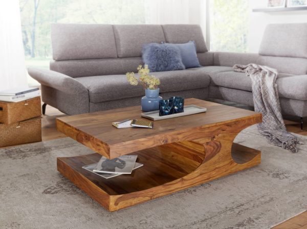 Coffee Table Solid Wood Sheesham 118 Cm Wide Dining Room Table Design Dark Brown Country Style Table 38523 Wohnling Couchtisch Boha Massiv Holz Sheesh 1