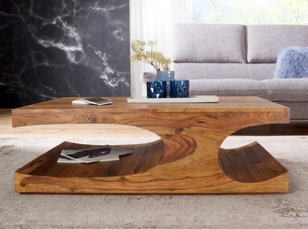Coffee Table Solid Wood Sheesham 118 Cm Wide Dining Room Table Design Dark Brown Country Style Table 38523 Wohnling Couchtisch Boha Massiv Holz Sheesh 3