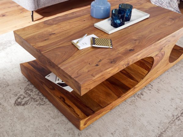 Coffee Table Solid Wood Sheesham 118 Cm Wide Dining Room Table Design Dark Brown Country Style Table 38523 Wohnling Couchtisch Boha Massiv Holz Sheesh 4