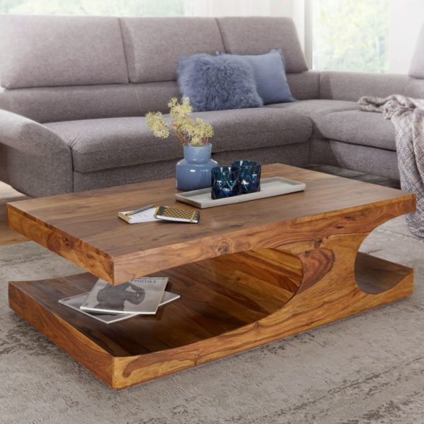 Coffee Table Solid Wood Sheesham 118 Cm Wide Dining Room Table Design Dark Brown Country Style Table 38523 Wohnling Couchtisch Boha Massiv Holz Sheesham