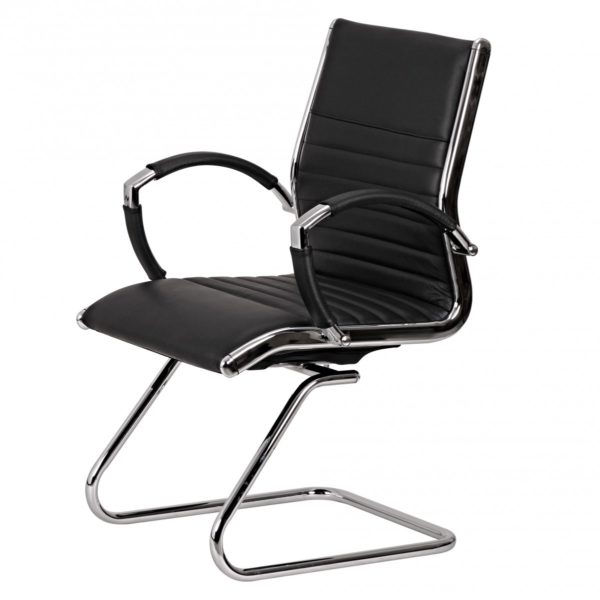 Cantilever Salzburg Meeting Chair In Genuine Leather Black Rocking Chair Xxl Chrome 120Kg Visitors Chair Design 38740 Amstyle Besucherstuhl Salzburg Echtleder S 11