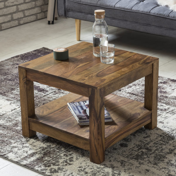 Coffee Table Solid Wood Sheesham 60 X 60 Cm Living Room Table Design Dark Brown Country Style Table 38742 Wohnling Couchtisch Mumbai Massiv Holz Sheesh