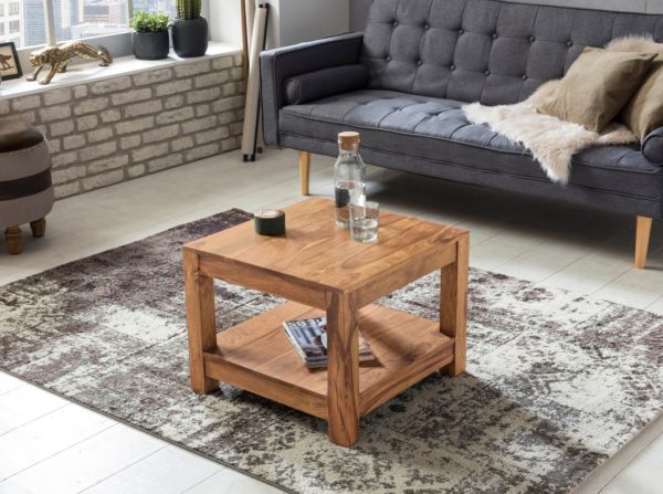 Coffee Table Solid Wood Acacia 60 X 60 Cm Living Room Table Design Dark Brown Country Style Table 38743 Wohnling Couchtisch Mumbai Massiv Holz Akaz 1