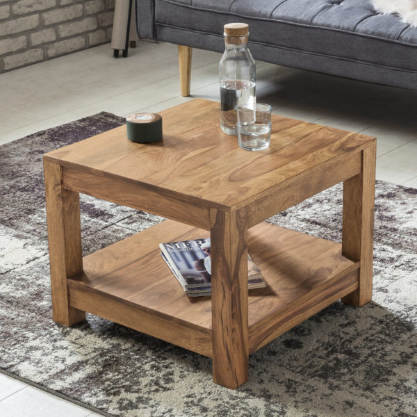 Coffee Table Solid Wood Acacia 60 X 60 Cm Living Room Table Design Dark Brown Country Style Table 38743 Wohnling Couchtisch Mumbai Massiv Holz Akazie