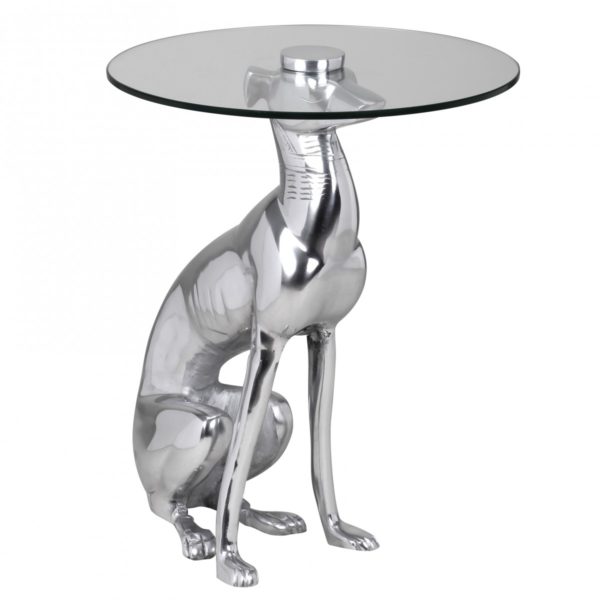 Design Deko Beistelltisch Figur Dog Aus Aluminium Farbe Silber 38947 Wohnling Beistelltisch Dog Silber 40 Cm Wl1 6