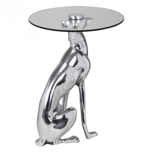 Кофейный Столик Со Статуей Дога Цвет Серебра 38947 Wohnling Beistelltisch Dog Silber 40 Cm Wl1 2