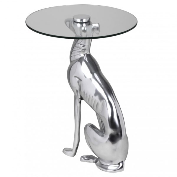 Кофейный Столик Со Статуей Дога Цвет Серебра 38947 Wohnling Beistelltisch Dog Silber 40 Cm Wl1 3