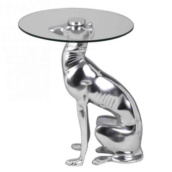 Кофейный Столик Со Статуей Дога Цвет Серебра 38947 Wohnling Beistelltisch Dog Silber 40 Cm Wl1 4