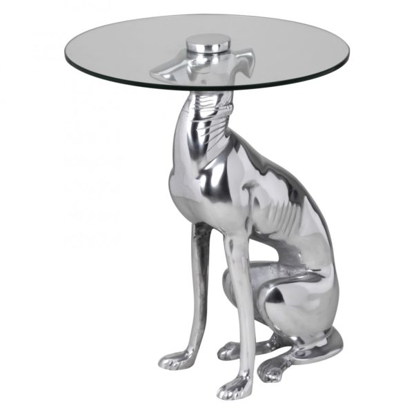Design Deko Beistelltisch Figur Dog Aus Aluminium Farbe Silber 38947 Wohnling Beistelltisch Dog Silber 40 Cm Wl1 5
